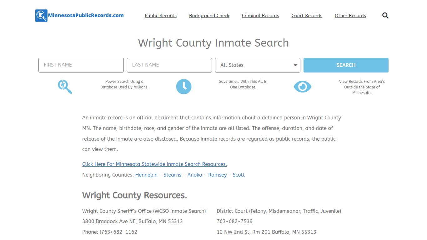 Wright County Inmate Search - WCSO Current & Past Jail Records